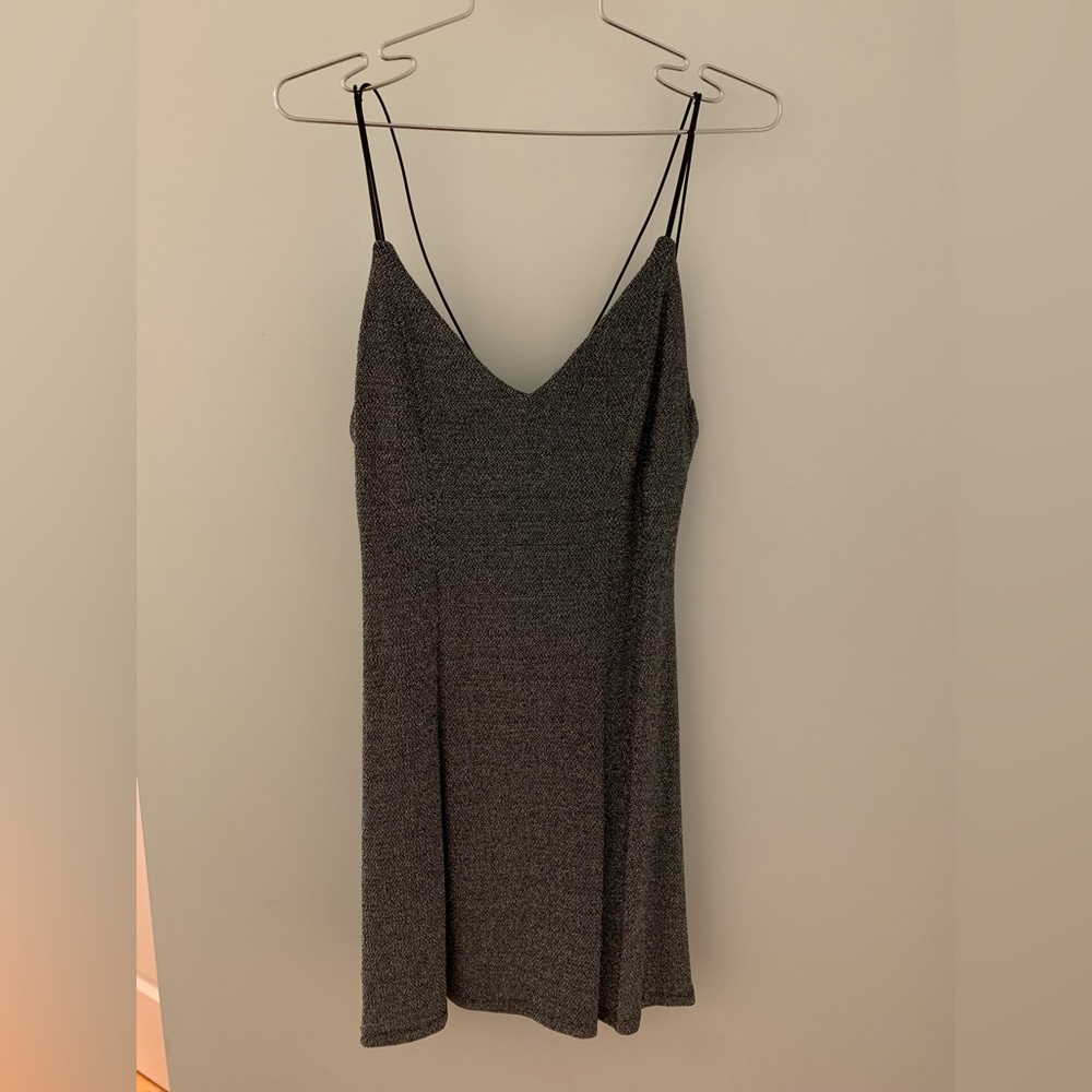 Silver metallic mini dress - spaghetti strap